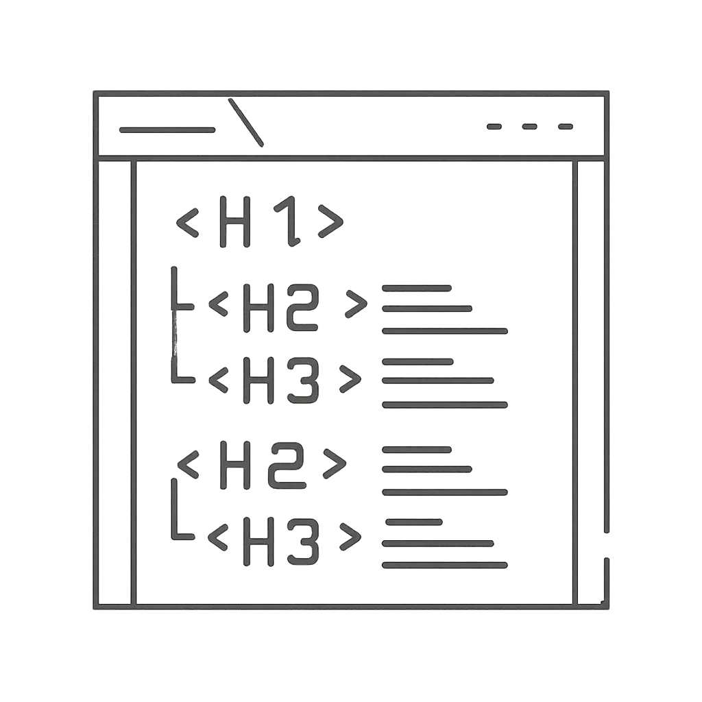 an image showing the hirarchical structure of headings in an SEO optimized page